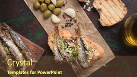  Presentation with olive oil - Cool new slide deck with sardines - grilled sardine fish sandwich backdrop and a tawny brown colored foreground
