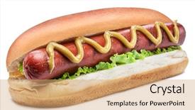  Presentation with sauces - Audience pleasing theme consisting of sausages - hot dog - grilled sausage backdrop and a coral colored foreground