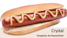  Presentation with grilled - Slide set with grilled sausage in a bun background and a coral colored foreground