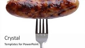  Presentation with grilled - Audience pleasing slides consisting of grilled sausage on a fork backdrop and a white colored foreground