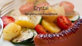  Presentation with grilled - Amazing presentation theme having german food - grilled sausage with roasted vegetables backdrop and a coral colored foreground