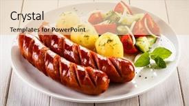  Presentation with hydroponics vegetables hydroponic vegetable - Slides having grilled sausages and vegetables background and a lemonade colored foreground