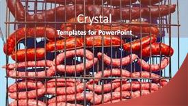  Presentation with sausages - Beautiful slides featuring grilled-sausages-at-bar-b backdrop and a tawny brown colored foreground