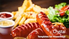  Presentation with french fries - Presentation with grilled sausages french fries background and a crimson colored foreground