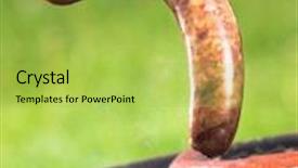  Presentation with grill - Slide set featuring grilled sausages on the grill close-up background and a yellow colored foreground