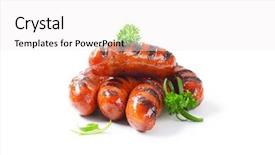  Presentation with grilled - PPT layouts enhanced with grilled sausages on white background background and a white colored foreground