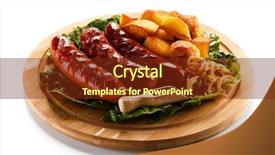  Presentation with airport boarding board - Amazing PPT layouts having grilled sausages served on cutting backdrop and a tawny brown colored foreground