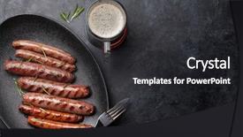  Presentation with dark space - Theme featuring grilled sausages with rosemary herbs background and a dark gray colored foreground