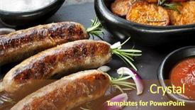  Presentation with sweet potato - PPT theme with grilled sausages with rosemary sweet background and a tawny brown colored foreground