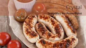  Presentation with rest - Theme consisting of grilled-sausages-with-sauce background and a red colored foreground