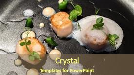  Presentation with grilled meats - Colorful presentation theme enhanced with grilled scallops with truffle ans backdrop and a  colored foreground