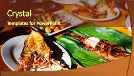  Presentation with seafood - Cool new PPT theme with grilled seafood fish and lobster backdrop and a tawny brown colored foreground
