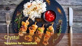  Presentation with basmati rice white rice rice - Presentation design consisting of grilled-shashlik-and-white-basmati background and a tawny brown colored foreground