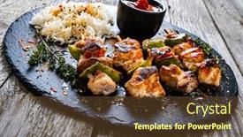  Presentation with basmati rice white rice rice - Theme consisting of grilled-shashlik-and-white-basmati background and a tawny brown colored foreground