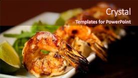  Presentation with shrimp - Presentation consisting of grilled shrimp background and a tawny brown colored foreground