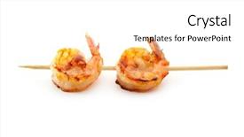  Presentation with shrimps - PPT theme featuring grilled shrimps isolated over white background and a white colored foreground