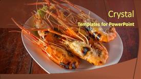  Presentation with plate boundaries - Theme having grilled-shrimps-on-plate-close background and a tawny brown colored foreground