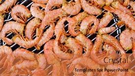  Presentation with grill - PPT theme consisting of grilled-shrimps-on-the-grill background and a red colored foreground
