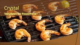  Presentation with shrimps - Presentation consisting of grilled-shrimps-with-herbs background and a tawny brown colored foreground
