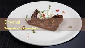  Presentation with meat beef - Presentation theme enhanced with grilled-skirt-beef-meat-steak background and a violet colored foreground