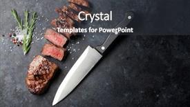  Presentation with steak - Presentation theme consisting of grilled sliced beef steak background and a dark gray colored foreground