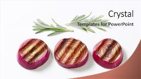  Presentation with red onion - Audience pleasing presentation consisting of grilled slices of red onion backdrop and a pink colored foreground