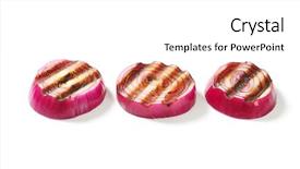  Presentation with red and silver stars - Cool new presentation theme with grilled slices of red onion backdrop and a white colored foreground