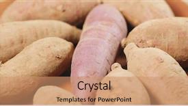  Presentation with pirple sweet potato - Presentation design with grilled sliders - close up of sweet potatoes background and a coral colored foreground