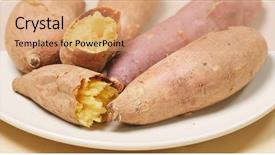  Presentation with sweet - Colorful presentation theme enhanced with grilled sliders - close up sweet potatoes backdrop and a coral colored foreground