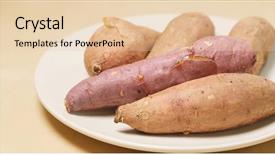  Presentation with sweet potato - PPT theme consisting of grilled sliders - cooked sweet potato background and a lemonade colored foreground