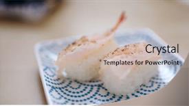  Presentation with grill - Cool new presentation theme with grilled sliders - grill japanese salmon sushi backdrop and a soft green colored foreground