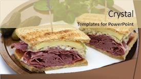  Presentation with white cheese - PPT theme having grilled sliders - reuben sandwich with pastrami background and a blonde colored foreground