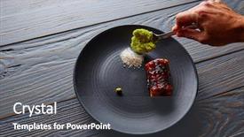  Presentation with apple flower - Colorful PPT theme enhanced with grilled smoked eel with green backdrop and a dark gray colored foreground