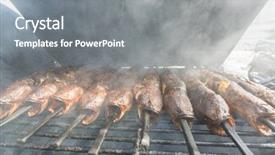 Presentation with thai food - Beautiful theme featuring grilled snakehead fish thai style backdrop and a gray colored foreground