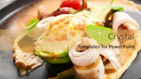  Presentation with haute cuisine - Cool new slide deck with grilled-squid-with-avocado backdrop and a yellow colored foreground
