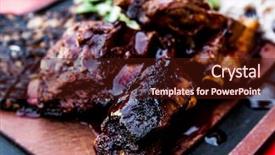  Presentation with hot sauce - Colorful slides enhanced with grilled steak - grilled meat ribs backdrop and a wine colored foreground