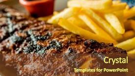  Presentation with hot sauce - Audience pleasing presentation theme consisting of grilled steak - grilled meat ribs backdrop and a tawny brown colored foreground