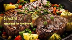  Presentation with steak - Cool new presentation theme with grilled steak baked potatoes backdrop and a tawny brown colored foreground