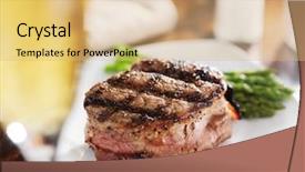  Presentation with film black and white - Beautiful slide set featuring grilled steak filet with white backdrop and a coral colored foreground