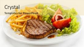  Presentation with french fries - Beautiful slide deck featuring grilled steak french fries backdrop and a yellow colored foreground
