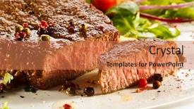  Presentation with french fries - Audience pleasing slide deck consisting of grilled steak french fries backdrop and a coral colored foreground