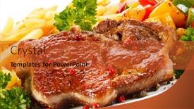  Presentation with french fries - Slide set enhanced with grilled-steak-french-fries background and a  colored foreground