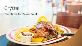  Presentation with hot sauce - Slide deck enhanced with grilled-steak-grilled-meat-ribs background and a sky blue colored foreground