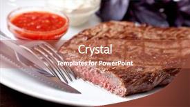  Presentation with grilled - Cool new slides with grilled-steak-on-a-white backdrop and a red colored foreground