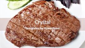  Presentation with white plate - Colorful PPT theme enhanced with grilled steak on a white plate backdrop and a red colored foreground