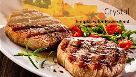  Presentation with steak - Cool new theme with grilled-steak-with-baked-potatoes backdrop and a gold colored foreground