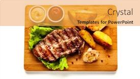  Presentation with grilled - PPT theme enhanced with grilled-steak-with-baked-potatoes background and a yellow colored foreground