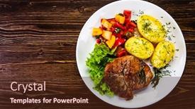  Presentation with steak - Amazing slides having grilled-steak-with-boiled-potatoes backdrop and a tawny brown colored foreground