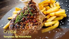  Presentation with french fries - Audience pleasing slides consisting of grilled-steak-with-french-fries backdrop and a tawny brown colored foreground