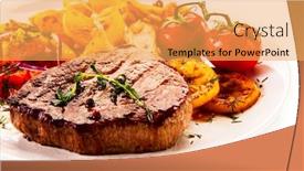  Presentation with hydroponics vegetables hydroponic vegetable - Amazing PPT theme having grilled-steak-with-fried-potatoes backdrop and a yellow colored foreground
